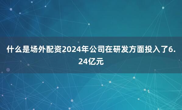 什么是场外配资2024年公司在研发方面投入了6.24亿元
